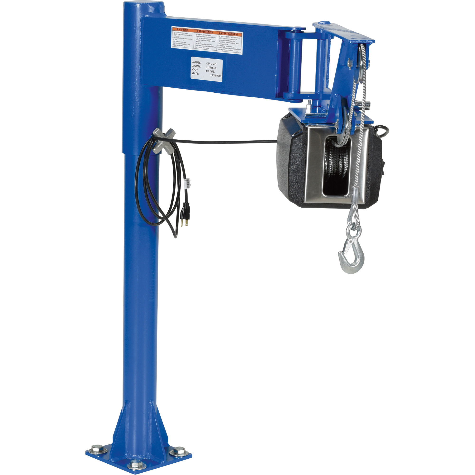 Vestil AC Powered Lifter Jib Crane - 400-Lb. Capacity, 115V, 25ft. Cable, Model# VAN-J-AC
